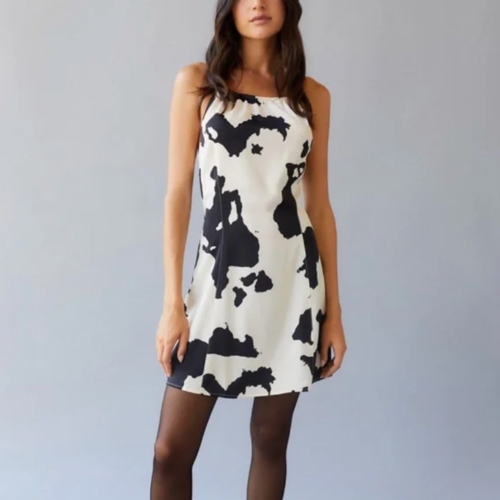Shae Halter Animal Cow Boho Peasant Hipster Hippie Art Deco Farm Hip Slip Dress